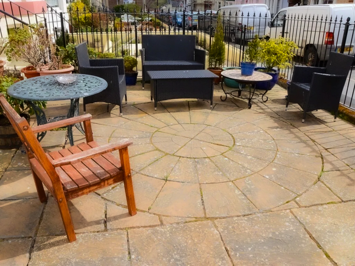 Pinewood House south-facing patio with views over Whitby